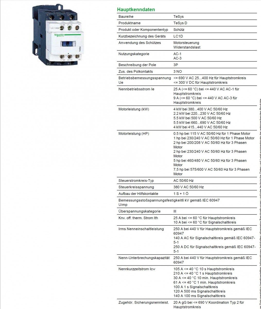 CONT 9A 1NA/1NC 380V 50/60HZ