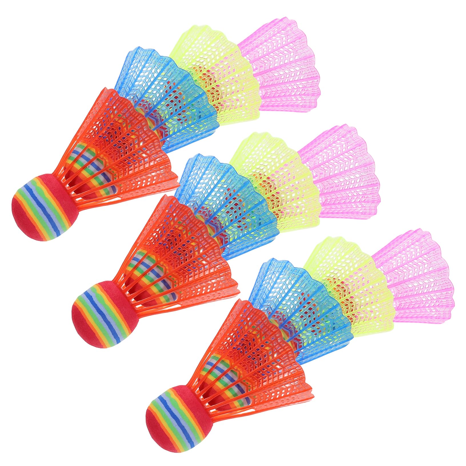 Parliky 12 Pcs Colorful Badminton Shuttlecocks Plastic Birdie Shuttlecock Set for Boys and Girls Adults Training
