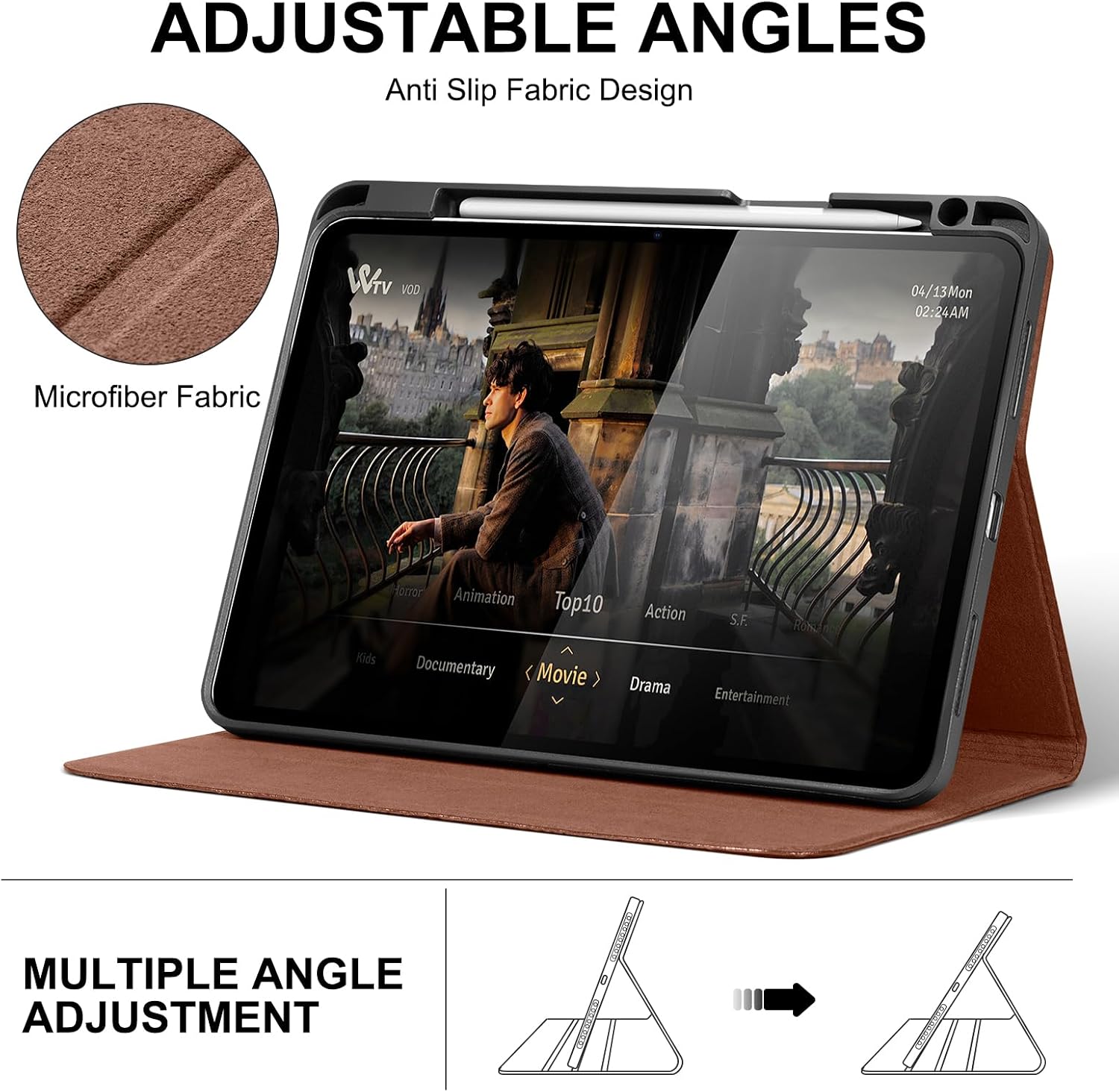 Leather Case for iPad Pro 11 Inch Case (2022/2021/2020/2018, 4th/3rd/2nd/1st Generation), Full Grain Leather Cover with Pencil Holder, Smart Folio with Auto Sleep/Wake, Floral Brown