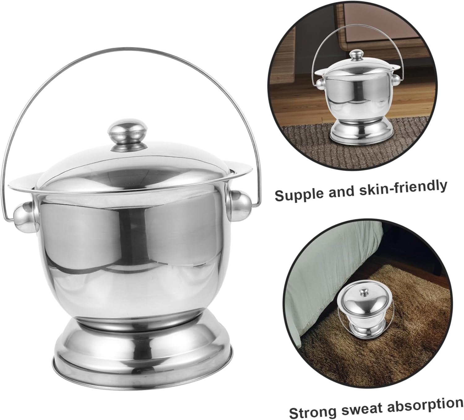 1Set Portable Chamber Pot with Lid Unisex Urinal for Patient Care Lightweight and Compact Design for Home Hospital Travel Use for Elderly and Disabled