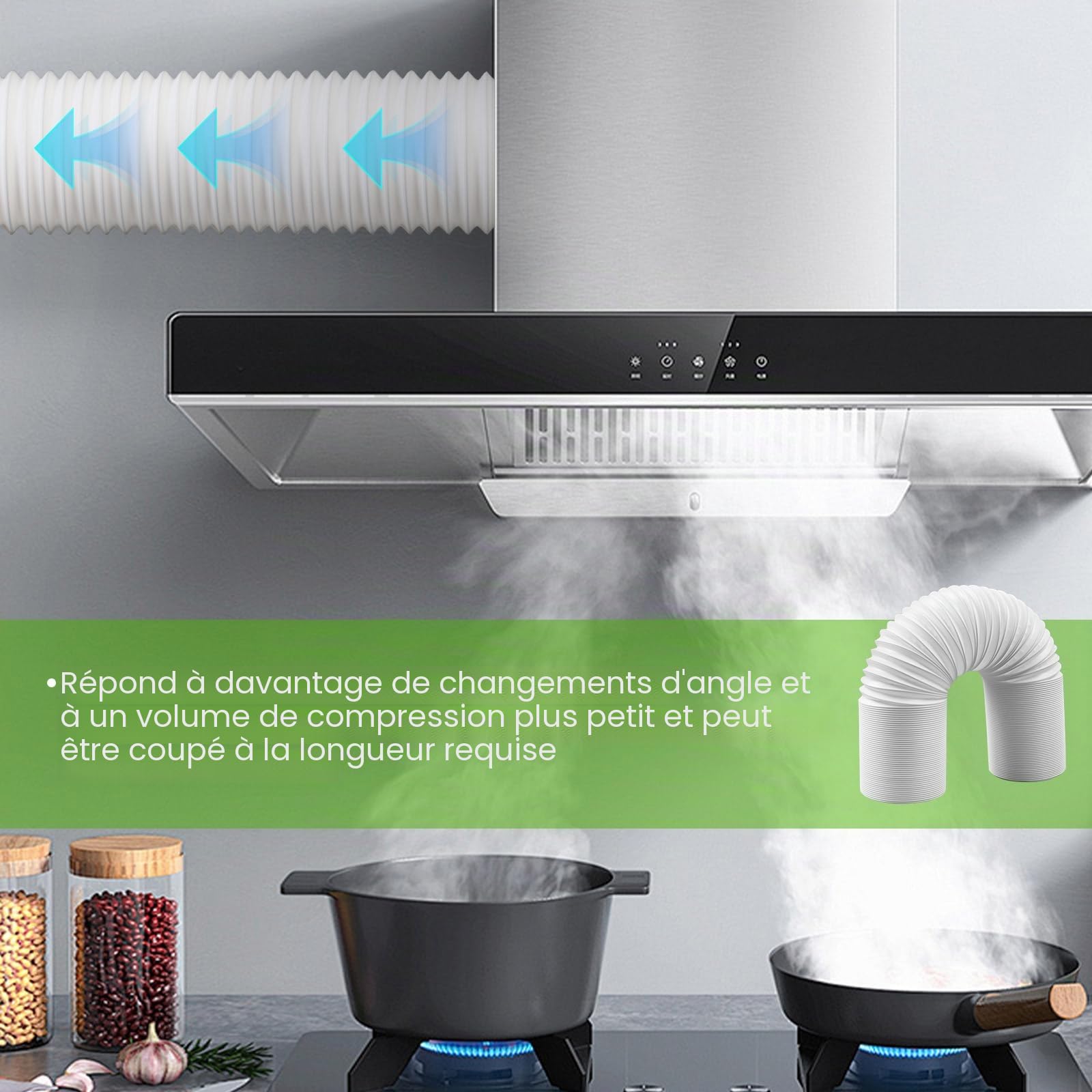 MaxAwe Tuyau de climatisation Ø 130 mm - Longueur : 2 m - Tuyau d'évacuation d'air de climatisation flexible - Tuyau d'évacuation d'air CA pour sèche-linge, hotte aspirante, climatisation, rotation