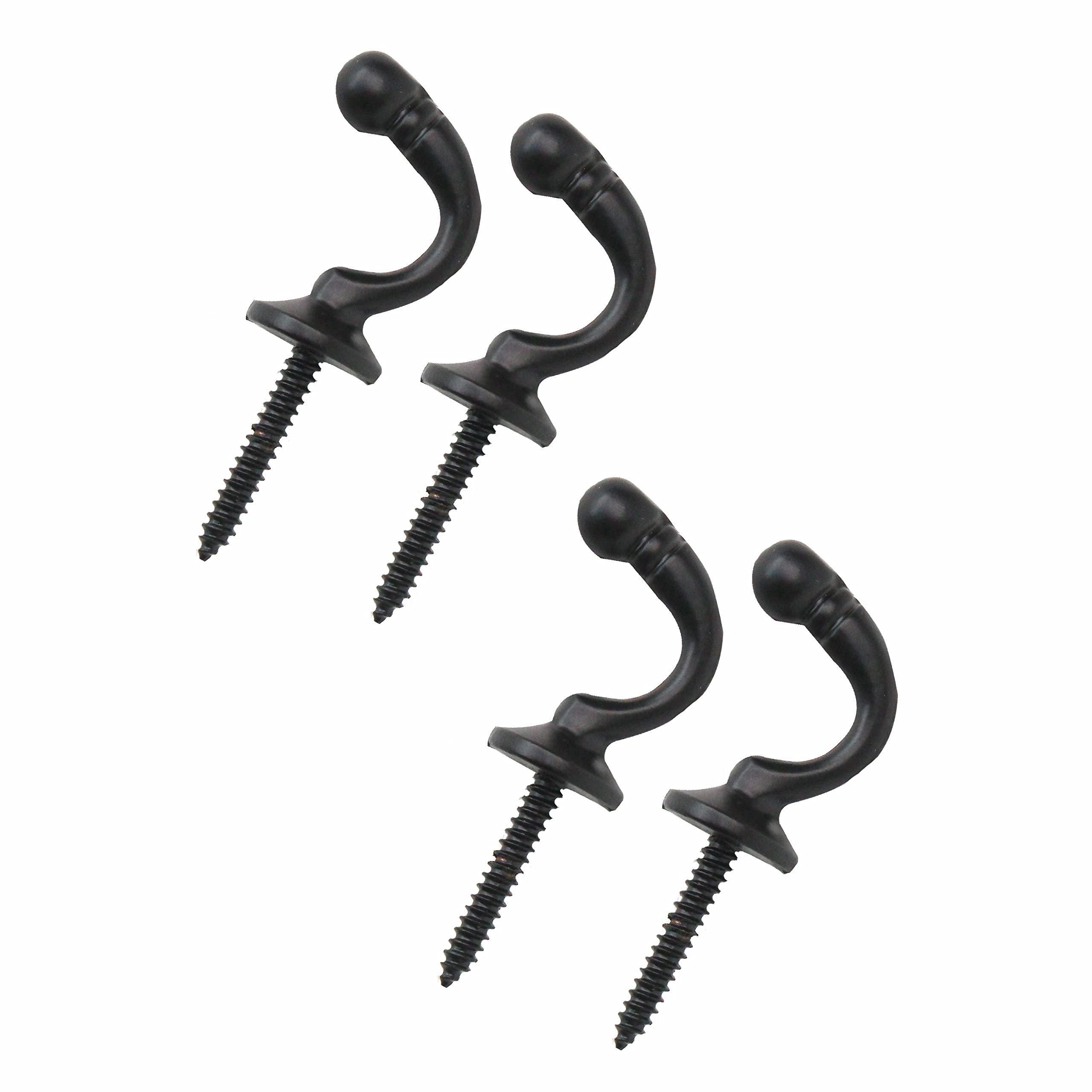 SUL Curtain Tiebacks - Black U Shaped Wall Mounted Hooks with Tassel Drapery Holder (4)