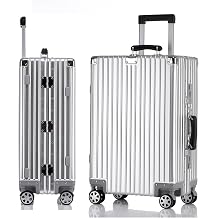 All Aluminium Suitcase Medium Suitcase 4 Wheels Lightweight Metal Suitcase Aluminium Hard Shell Suitcase Cabin Size Carry On Hand Zipperless Luggage with Locks TSA