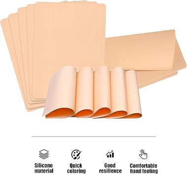 12 Pcs Blank Tattoo Practice Skin, 5.7x7.6 Double Sides Tattoo Skin Practice, Silicone Fake Tattooing Microblading Eyebrow Skins Sheets for Beginners