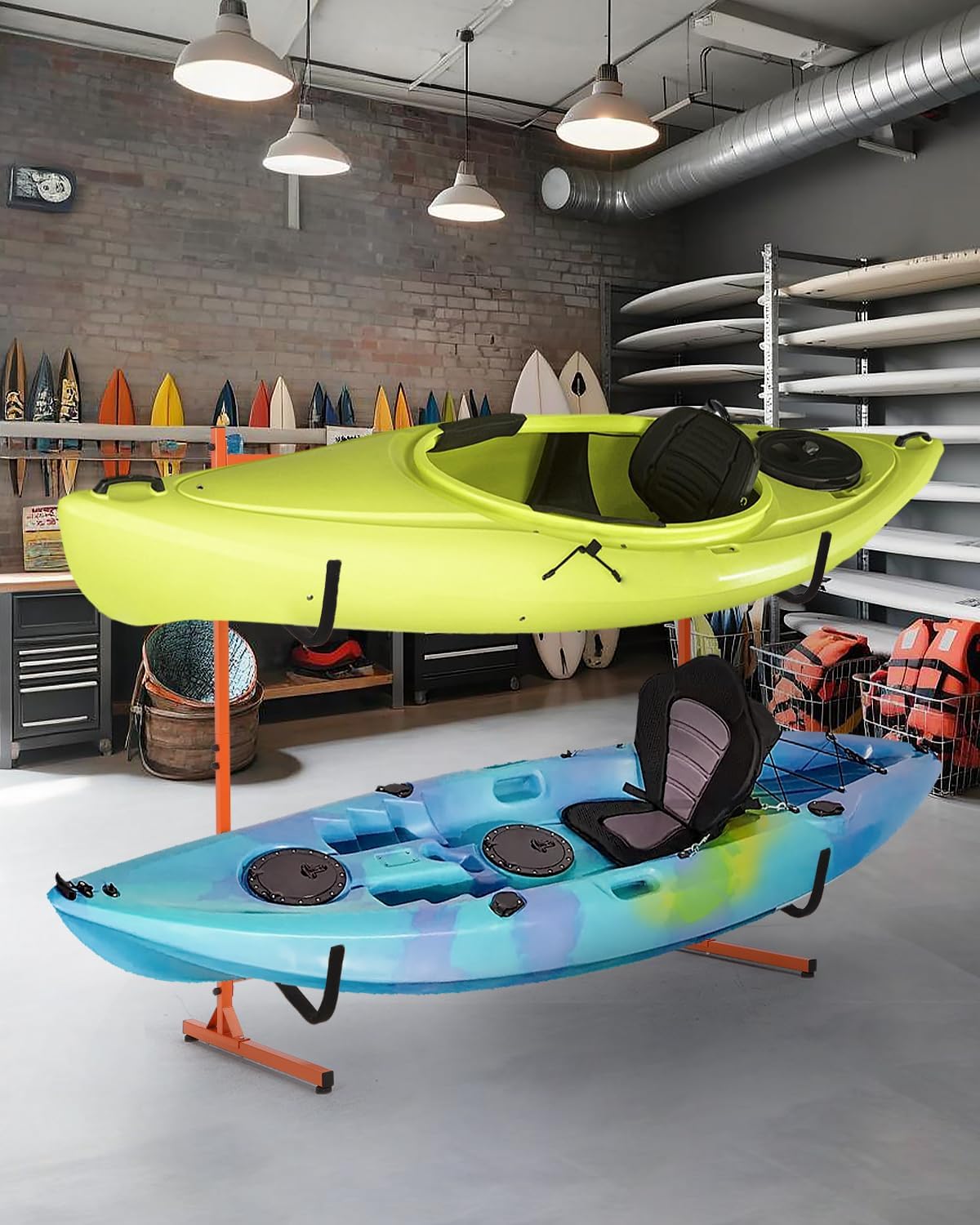 Garvee Kayak Storage Rack, Heavy Duty Kayak Stand for for Indoor and Outdoor Storage, Freestanding Kayak Holder Stand for Kayaks, Canoes, Surfboard, Paddleboard Storage