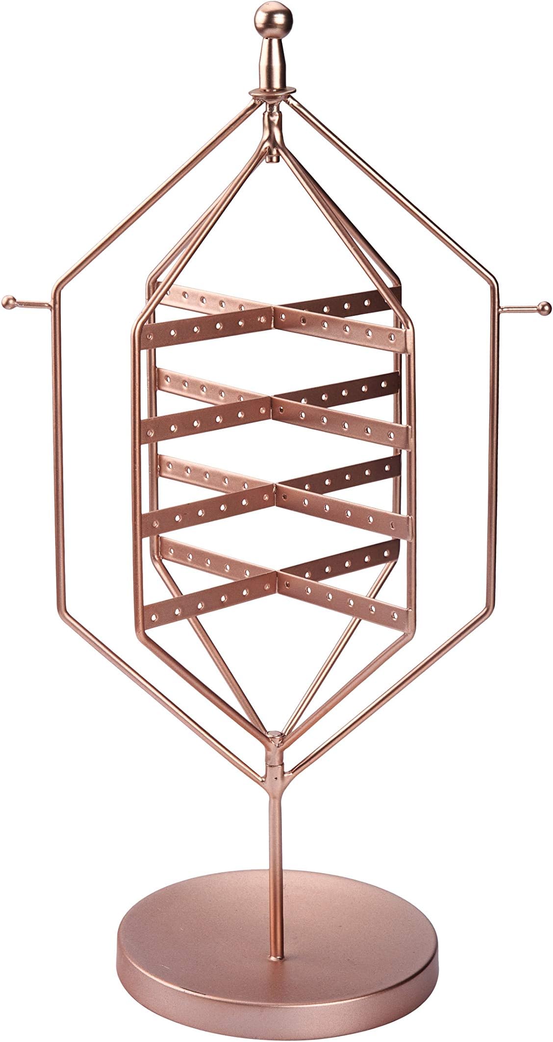 AmigasHome Innovative Geometric Design Swivel Metal Jewelry Display Stand Perfect Earring Organizer - Rose Gold