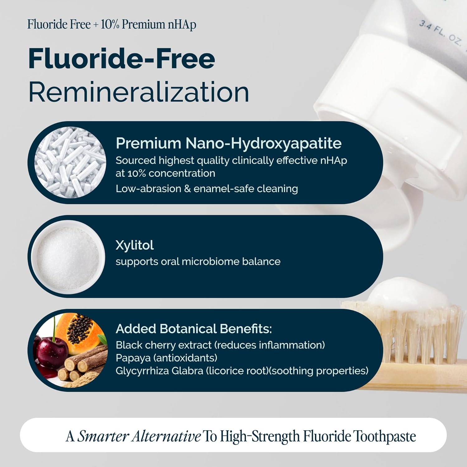 Dr. Jen Fluoride Free Toothpaste with 10% Nano Hydroxyapatite, Xylitol & Glycerin for Daily Oral Care, Remineralizing Toothpaste Designed for Sensitive Teeth, Travel Essentials, Cool Mint, 1 Pack - Image 2