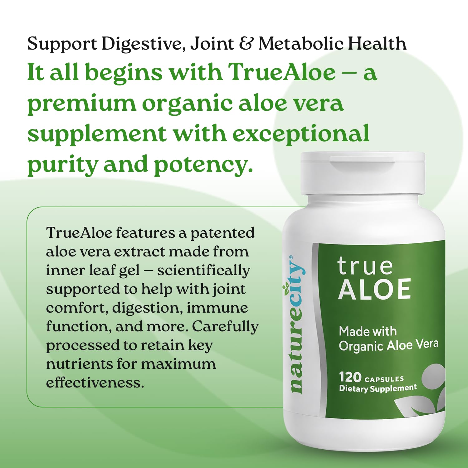 NatureCity TrueAloe Organic Aloe Vera - Digestive Support, 120 Capsules — Amazon image 5