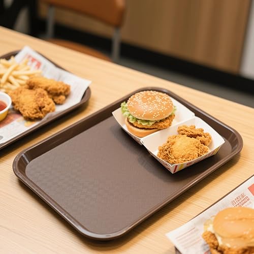 Miniatura 6 de Bandeja de comida rápida, paquete de 8 bandejas de plástico de 16 x 12 pulgadas, bandeja rectangular de café para cafetería, para restaurante,