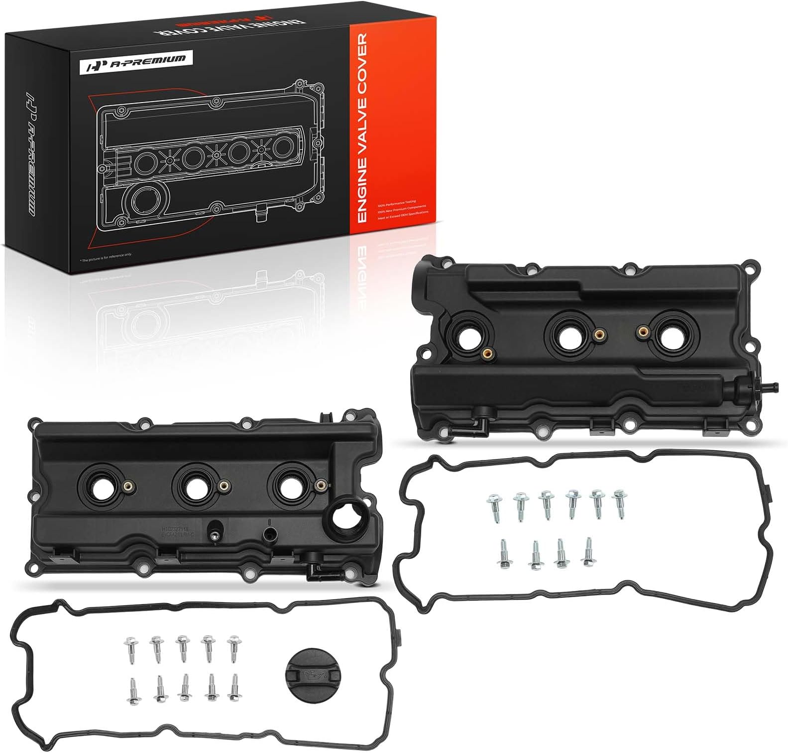 A-Premium Pair [2] Left Right Engine Valve Covers with Gasket & Bolts & Oil Filler Cap Compatible with 2005-2019 Nissan - Frontier, Pathfinder, Xterra, NV1500, NV2500, NV3500 - V6 4.0L VQ40DE