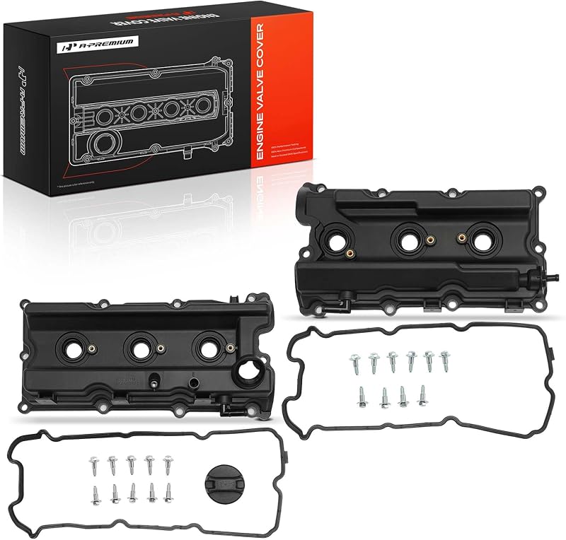 Par de tampas de válvulas do motor A-Premium com juntas, parafusos e tampas de óleo para Nissan V6 4.0L VQ40DE – Esquerda e direita