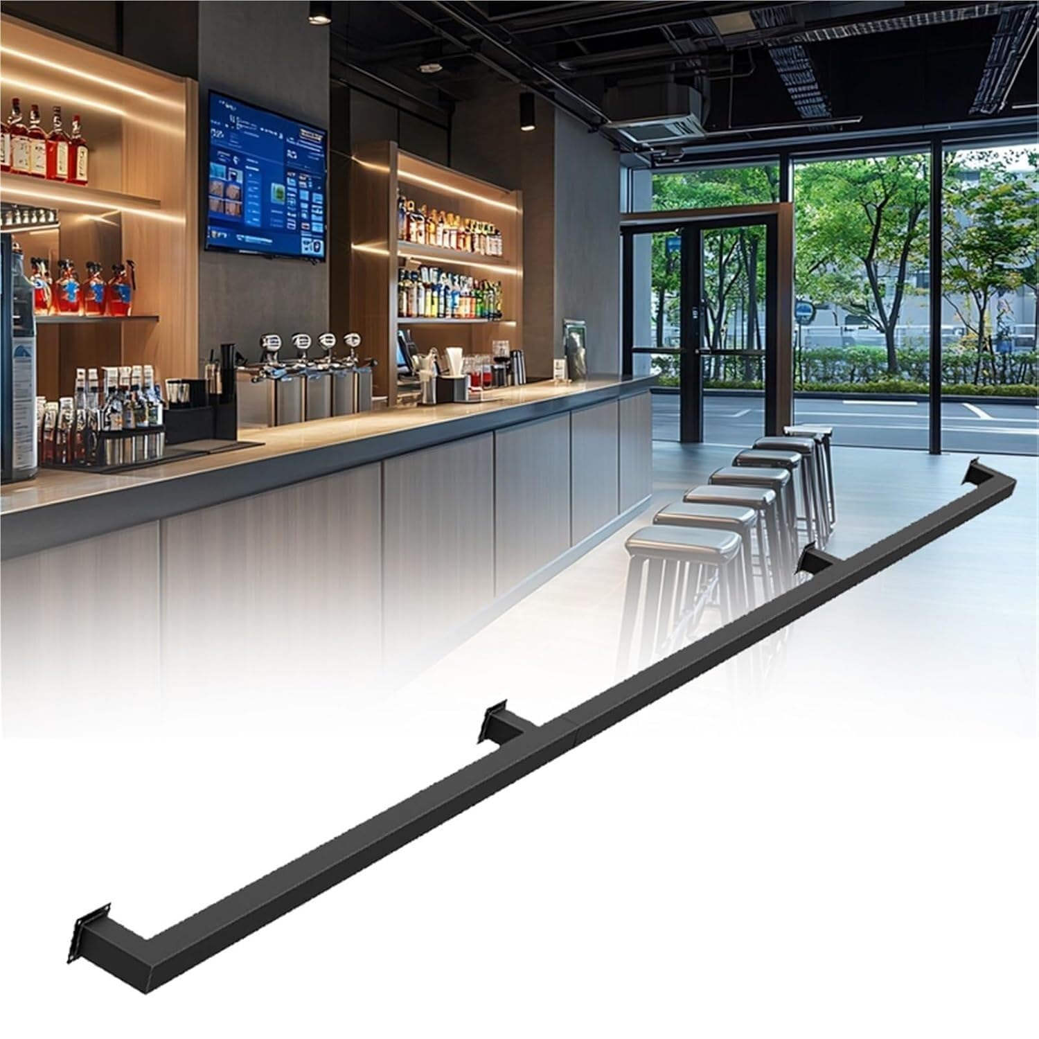 k3Mq9Rw Handrails with kick plates Square Tube Basement Handrail, Sturdy Handrail Kit For Indoor And Outdoor Use(Schwarz,100cm)