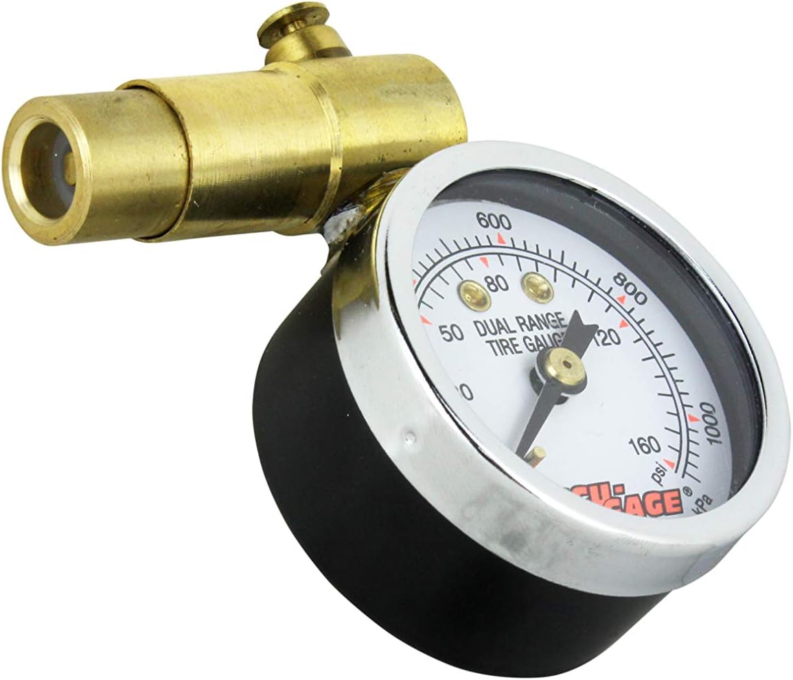 Accu-Gage by Milton Schraeder Valve Bike Tire Pressure Gauge with Bleed Valve, for 0-160 PSI - ANSI Certified