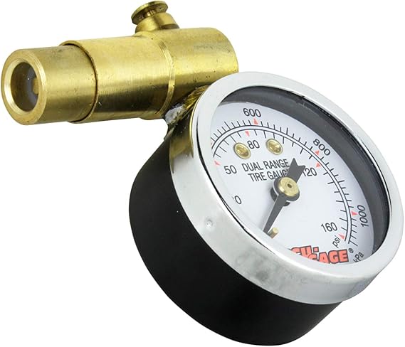 Accu-Gage by Milton Schraeder Valve Bike Tire Pressure Gauge with Bleed Valve, for 0-160 PSI - ANSI Certified