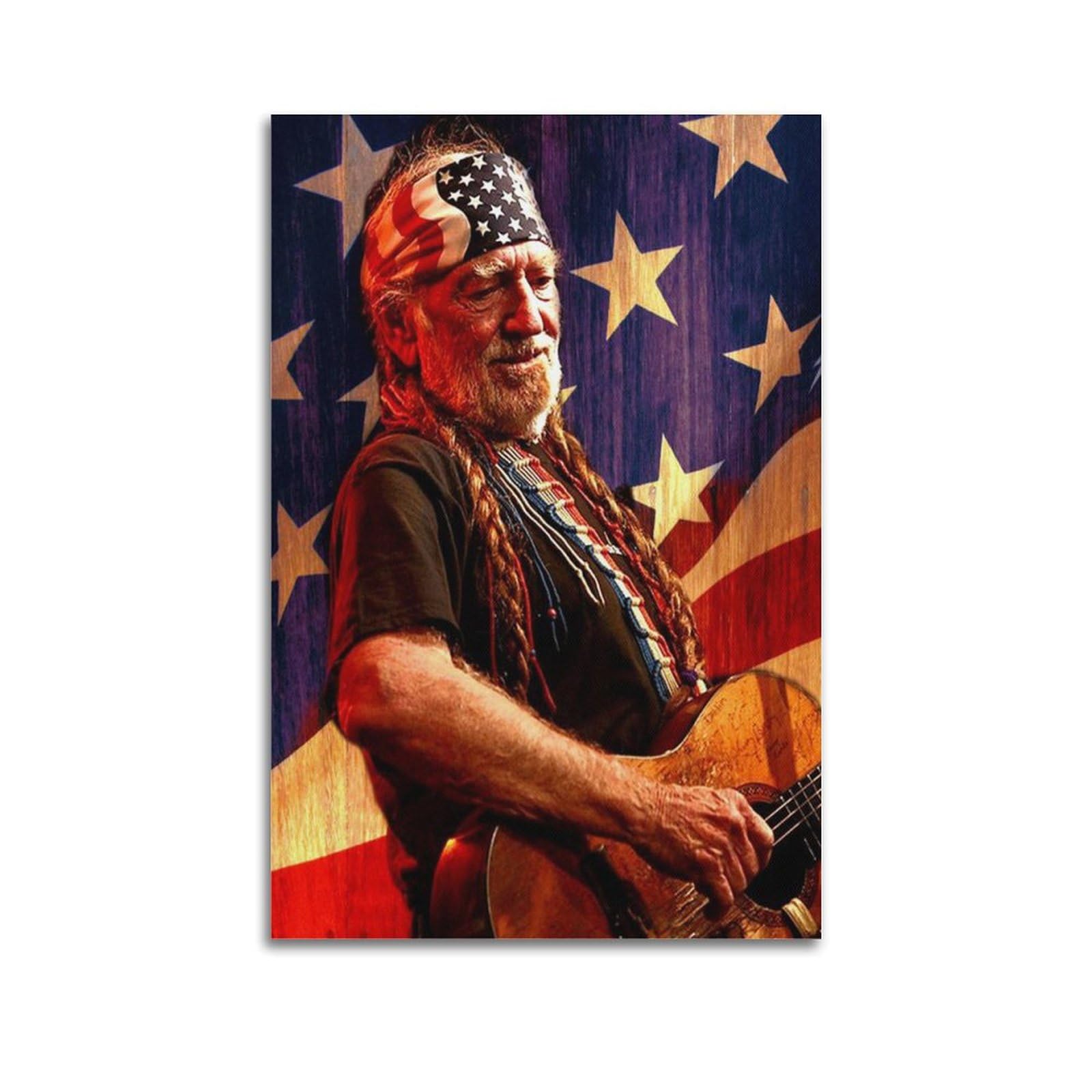 Tesuxyehh Unframe-Style Willie Nelson Musician Poster Poster Decorative Painting Canvas Wall Posters And Art Picture Print Modern Family Bedroom Decor Posters 12X18inch(30X45cm)