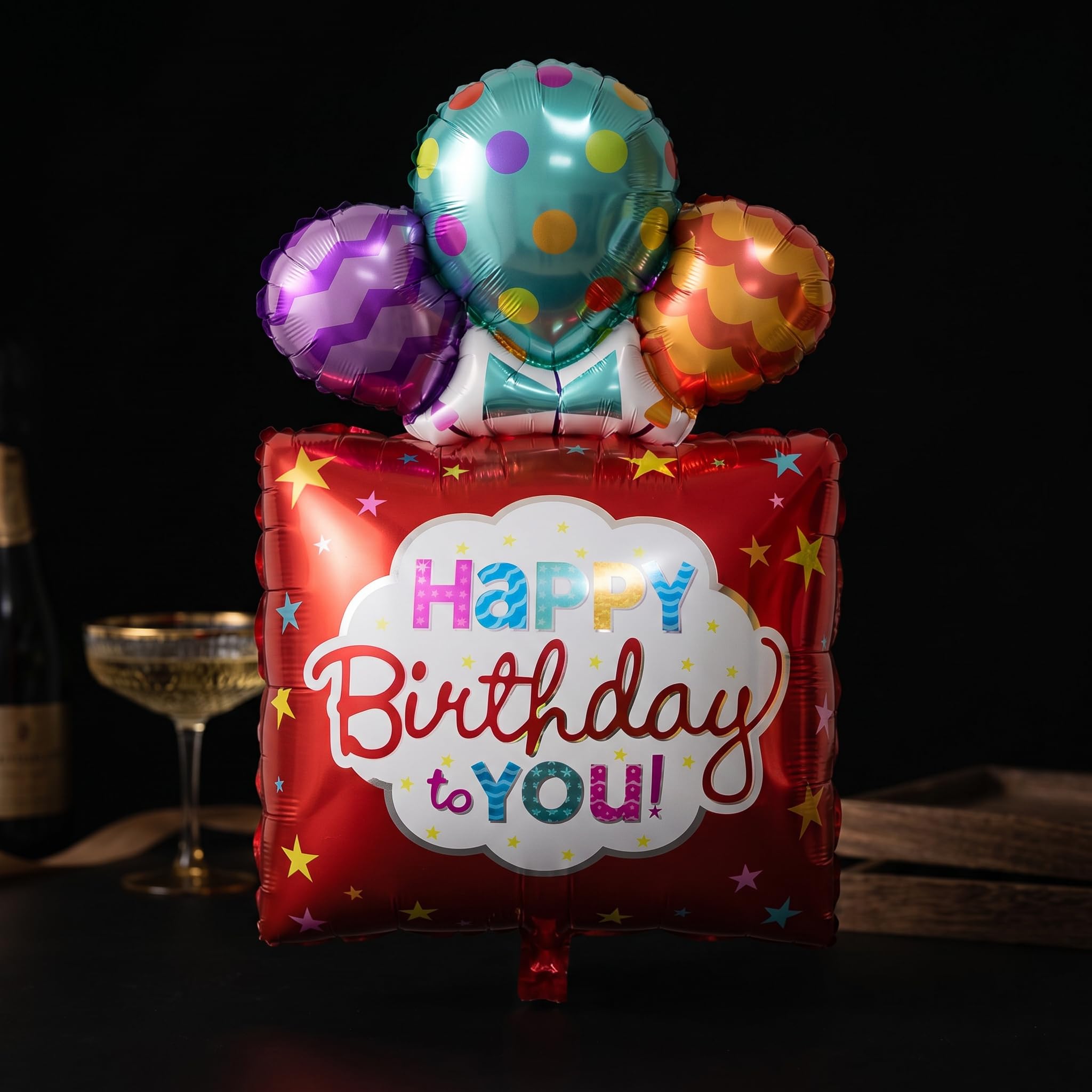 Birthday Balloons - Reusable & Durable Foil Balloon Gift Box Set with 3 Decorations, Self-Sealing for Helium or Air, Perfect for Adult Party Decorations