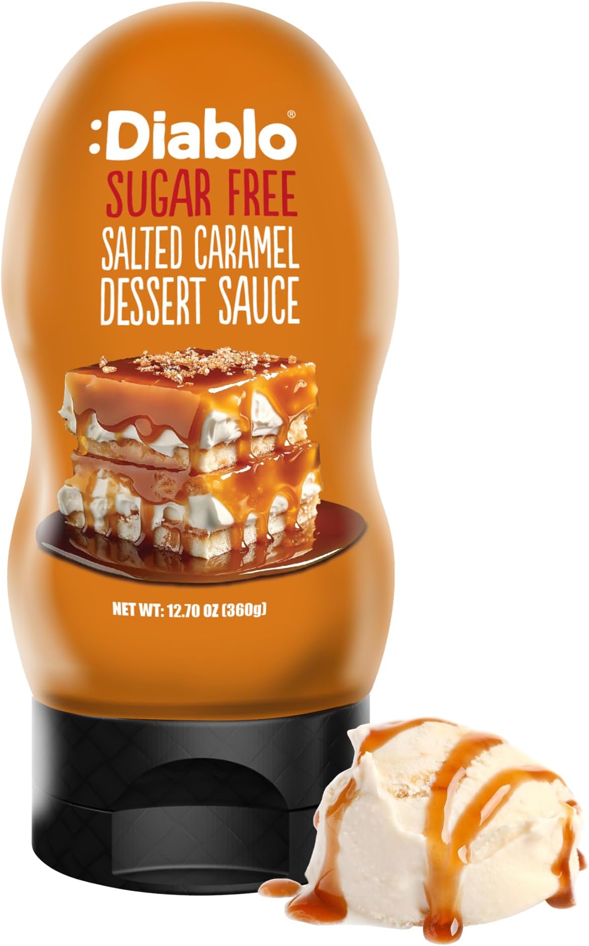 Diablo Sugar Free Dessert Sauce - Gluten-Free Syrup, Drizzle Sweetener, Keto Friendly Flavoring Topping, Perfect for Gifting, No Added Sugar - Salted Caramel, 360g, 12.70oz - 1 Pack