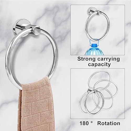 Miniatura 5 de Cilee Juego de 8 piezas de accesorios de baño de cromo pulido, barra de toalla de baño de 24 pulgadas, anillo de toalla, soporte para papel