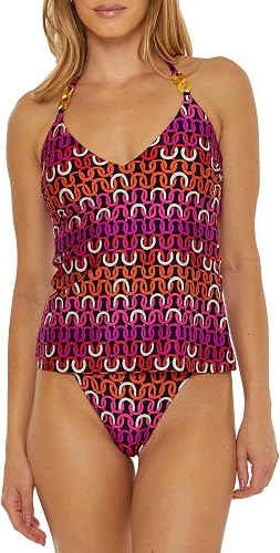 Trina Turk Echo - Women's Halter Tankini Bikini Top, Adjustable, Tie Back, Swimw