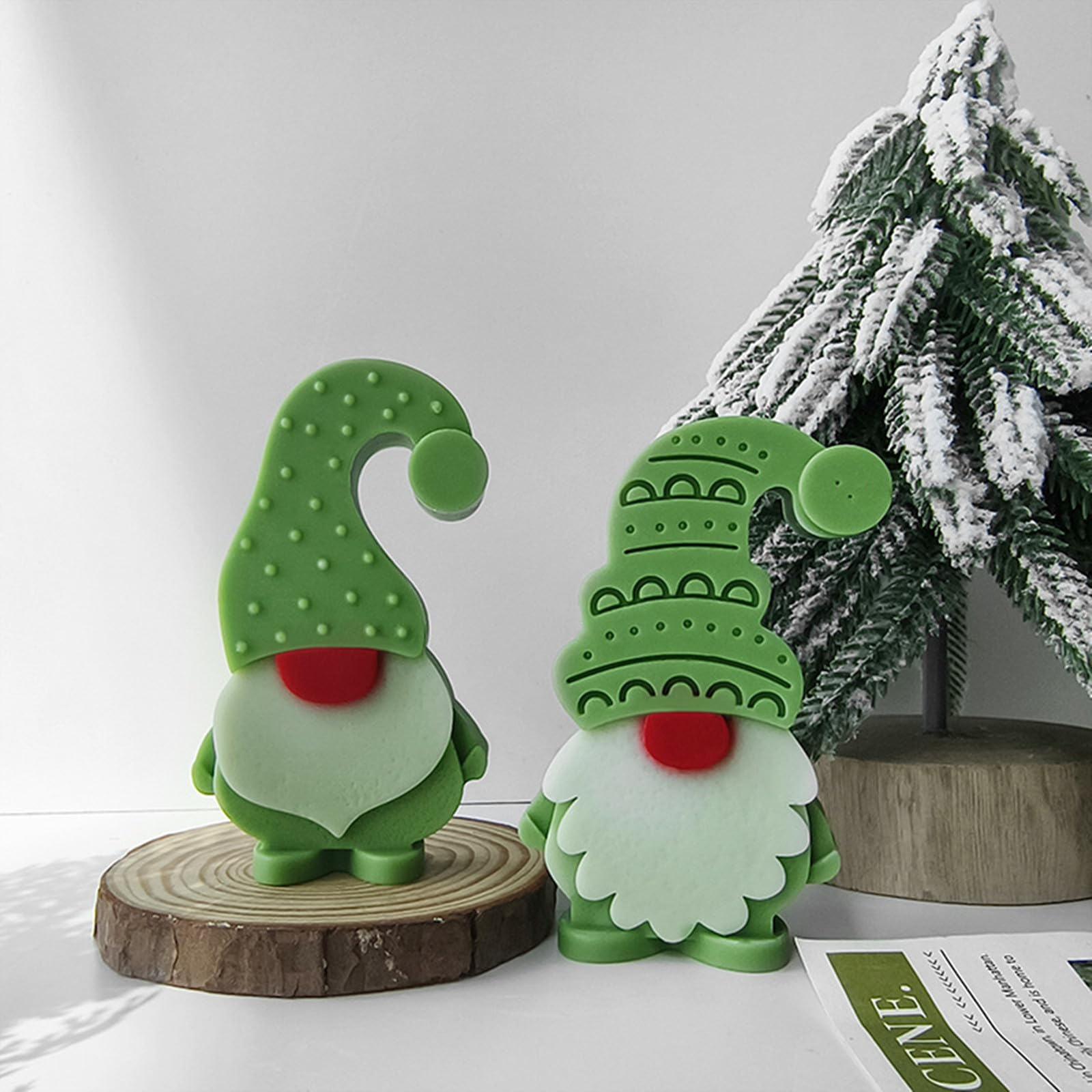 Xidmold 2Pcs Christmas Gnome Candle Soap Molds, Faceless Santa Claus Resin Molds, Christmas Silicone Mold for Soy Wax Candle, Soap, Epoxy Resin, Plaster, Xmas Ornament