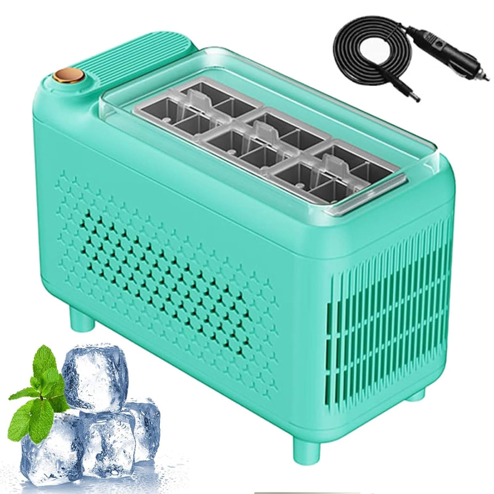 Mini kostkarka do lodu, przenośna kostkarka do lodu na biurko o pojemności 500 ml z 12 kostkami lodu o grubości 20 mm i dźwignią do usuwania lodu, automatyczny pojemnik na lód zrób to sam(Blue,12)