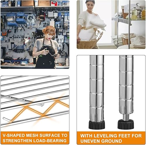 Miniatura 28 de Estantería de metal de 4 niveles de alambre de 36 pulgadas de ancho x 14 pulgadas de profundidad x 54 pulgadas de alto, estantes de almacenamiento