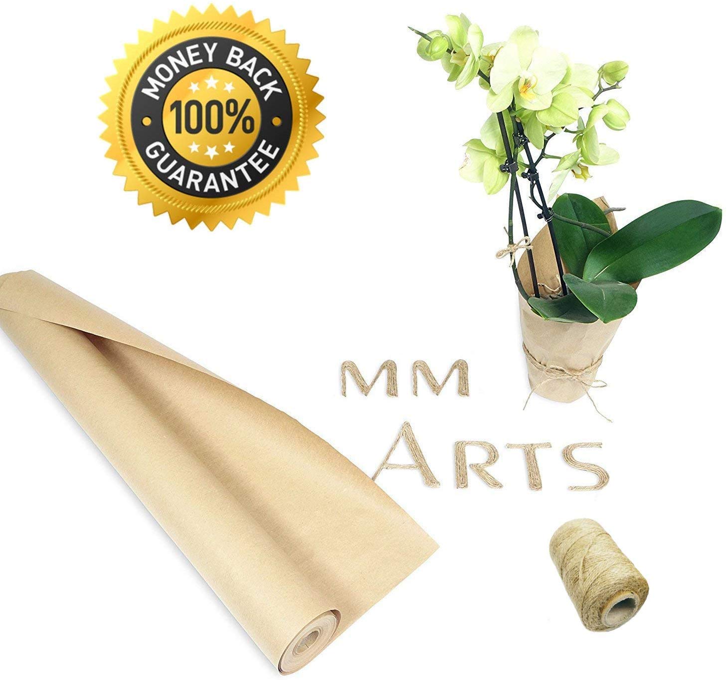 MM WILL CARE - WE WILL CARE YOUR PRODUCTS Arts Brown Jute Twine Kraft Paper Roll for Gift Wrapping (10 m)