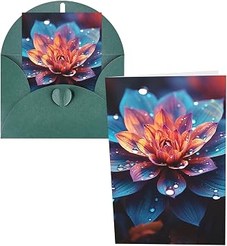 Beautiful Color Flower Greeting Card with Envelopes Thank YouCard Happy Birthday Card for Women Men Christmas Halloween Wedding Blank Note Cards All Occasion Greeting Cards 4x6