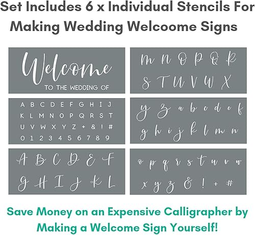 Miniatura 3 de Plantillas de boda, juego de 6 plantillas reutilizables del alfabeto para hacer decoraciones de boda personalizadas, plantillas de letras de boda