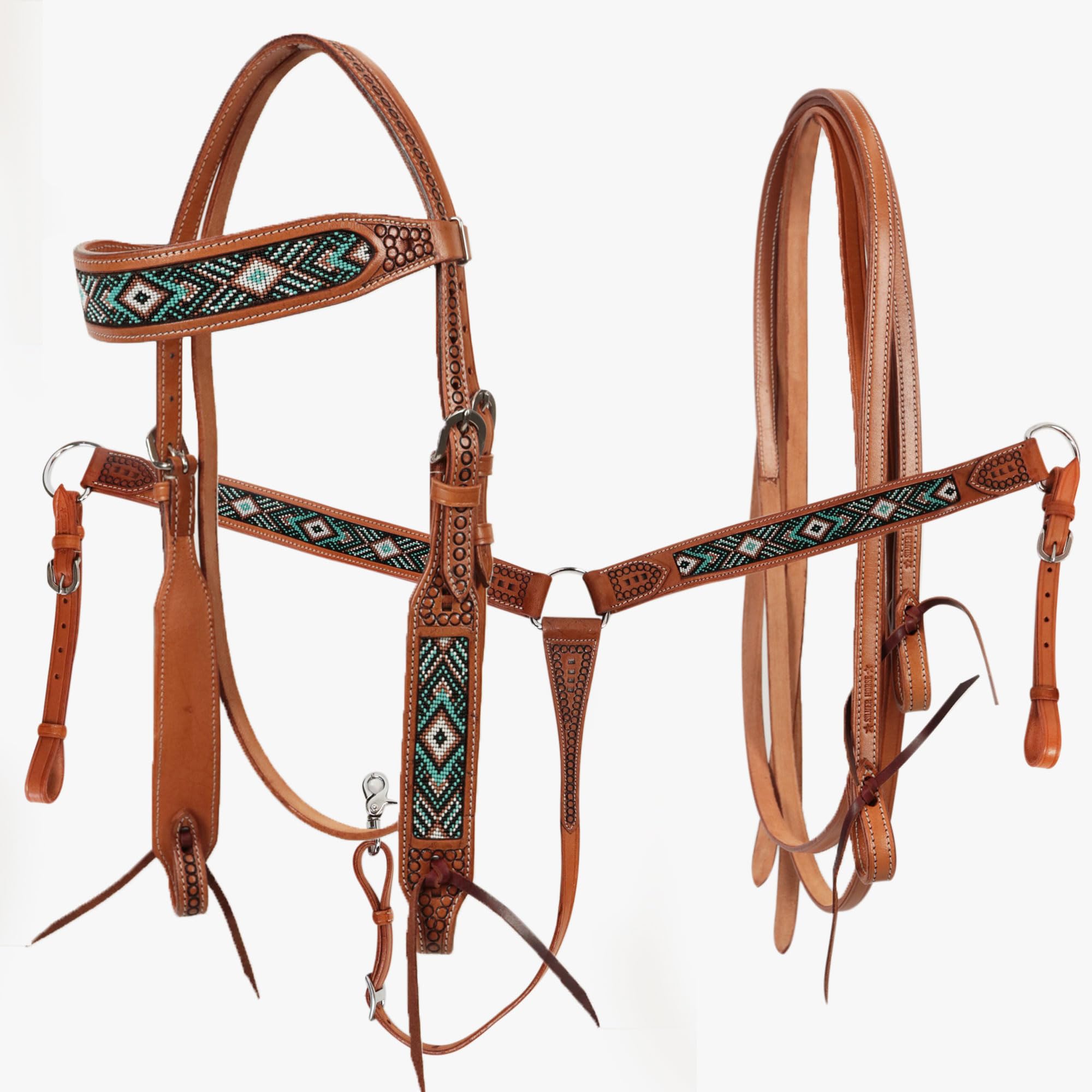 Set Western Silver Horse Big Pearl, Redini, Briglie e Pettorale, Fibbie in Acciaio Inox per Performance e Sicurezza, Perfetto per Hobby Horse, Passeggiate, Competizioni e ogni Situazione Equestre