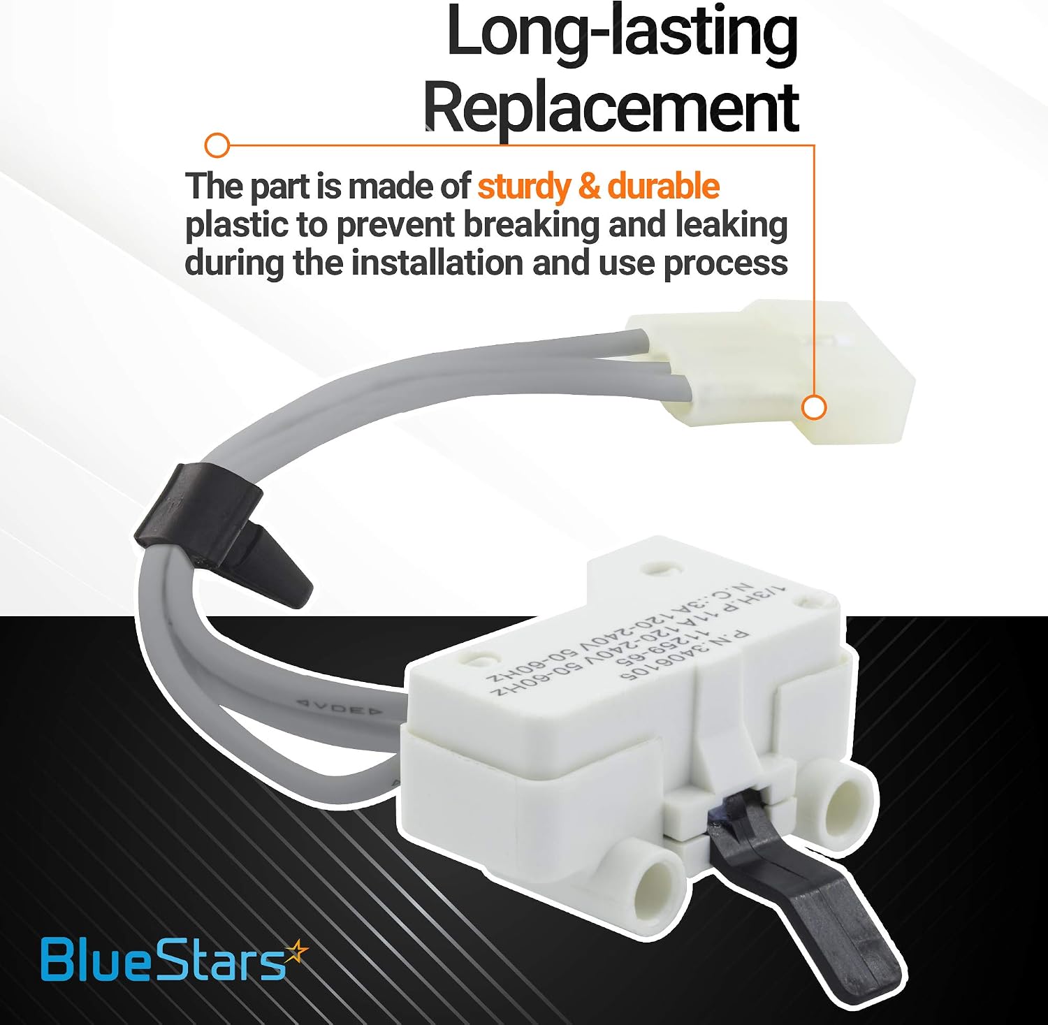 Ultra Durable 3406105 Dryer Door Switch Replacement Part by BlueStars - Easy to Install - Exact Fit for Kenmore Whirlpool KitchenAid - Replaces 3405104 3405105 3406104 WP3406105 AP6008560 PS11741700