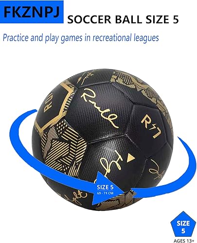 Miniatura 4 de Balón de fútbol tamaño 5, piel sintética impermeable, entrenamiento profesional y pelota oficial de partido, incluye aguja de inflado y bolsa de
