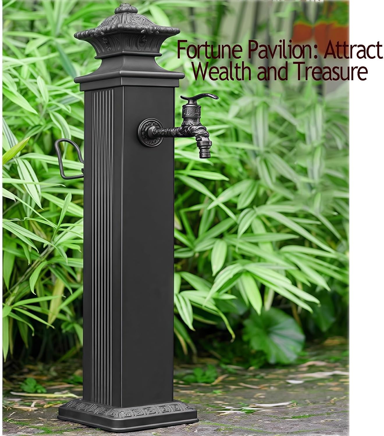 Outdoor Faucet Column, Anti Freezing Garden Floor Water Hydrant, Equipped with A Faucet Hose Bracket, Decorative Water Feature Fountain(17x17x72cm)