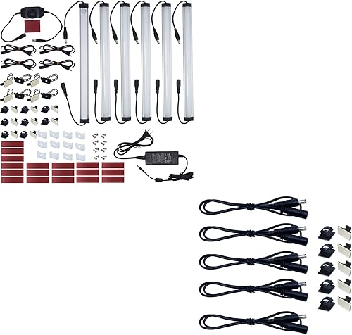 Litever Kit de 6 barras de luz para debajo del gabinete, kit de iluminación LED de luz diurna 5000K paquete de 5 cables de extensión delgados de 20 disponible en Yaxa Colombia
