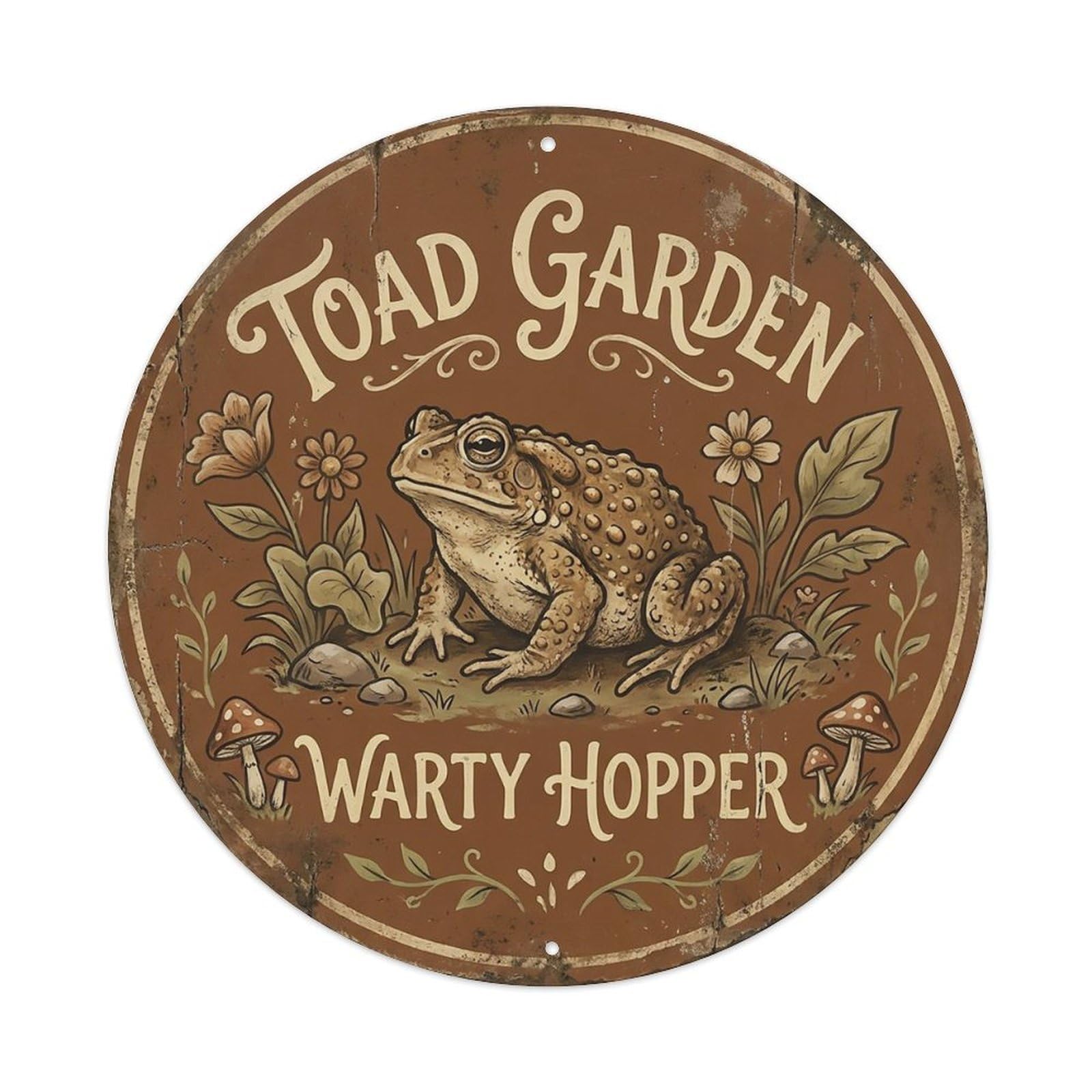Cxhjca 8X8inch(20X20cm) Toad Garden Warty Hopper Metal Tin Sign