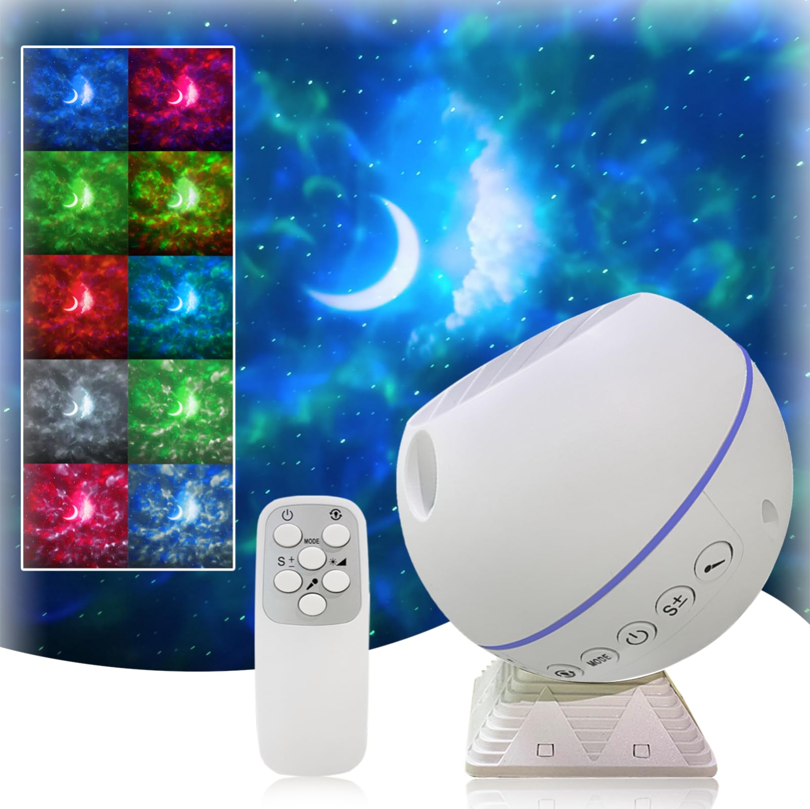 Moredig Galaxy Projector Light with Star Moon, Remote Nebula Stars Projector Night Light 10 Colors Ocean Wave, Star Projector for Bedroom Decor Christmas Gifts for Kids Teen Boy Girl (Modern)