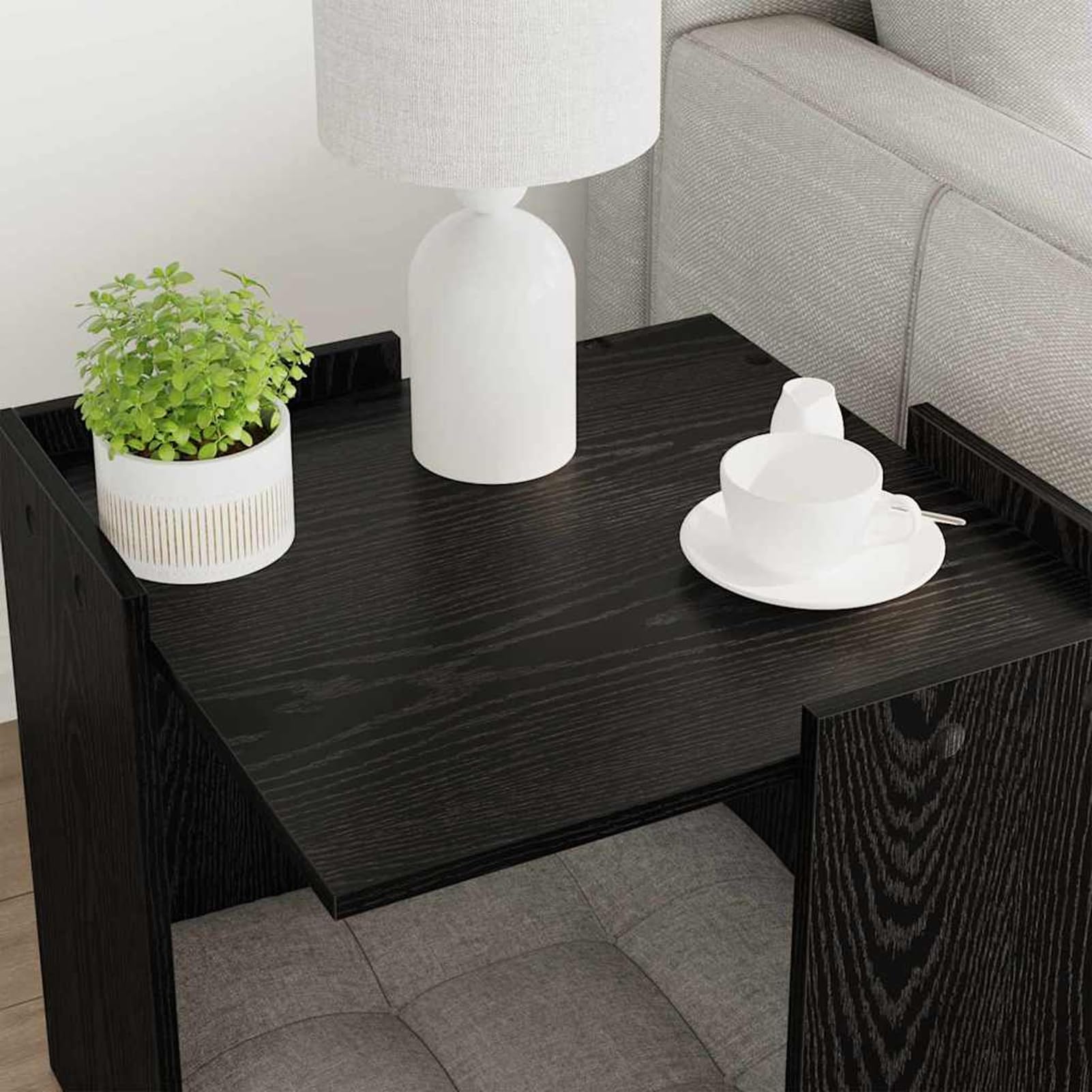 Rantry Katzenstreu Box Umz?unung Schwarz Eichen-Optik 53 x 53 x 51 cm Haustierzaun Model884069
