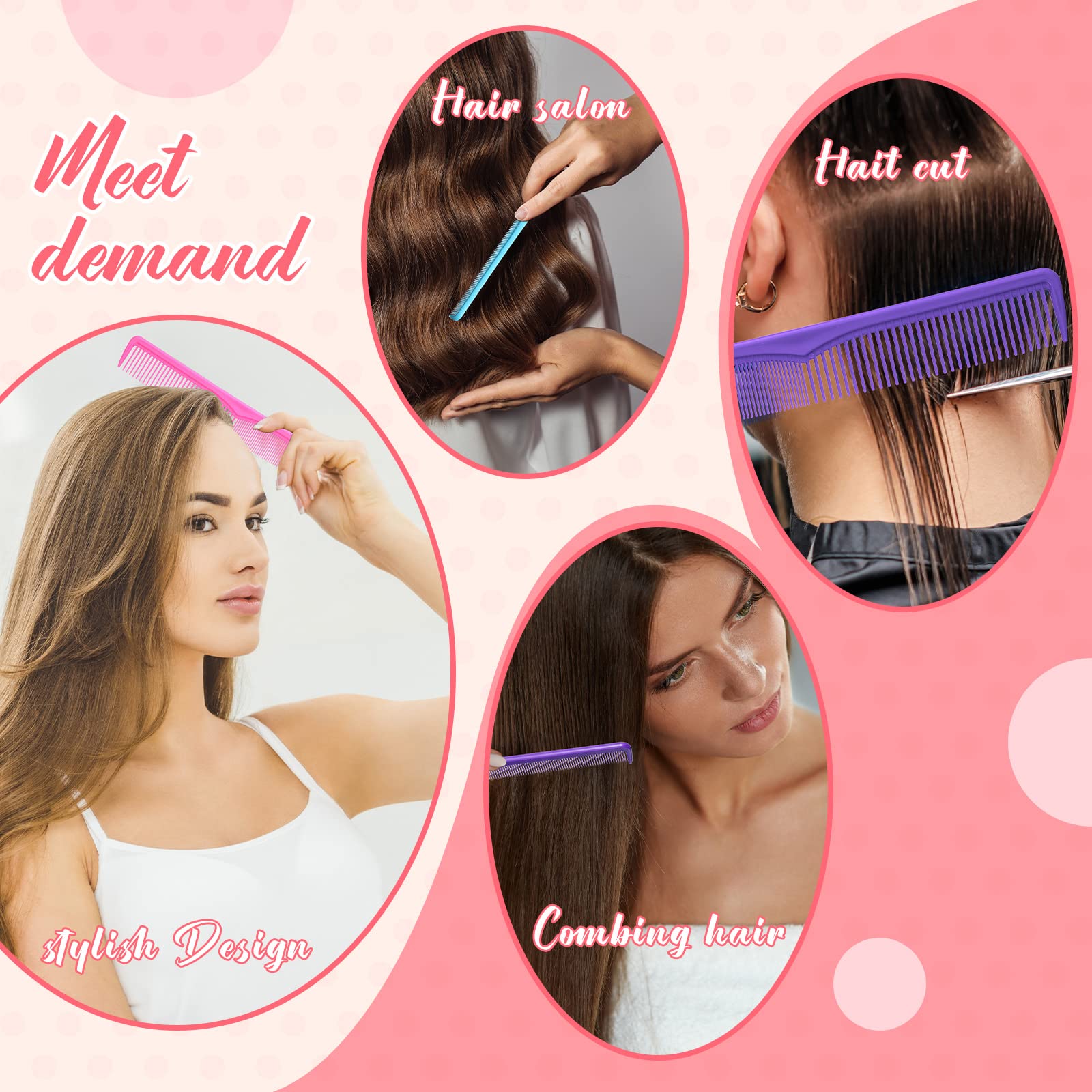24 peines de fibra de carbono para peinar peluquería, peine de dientes finos y anchos, peine de peluquería, peine de peluquería profesional, peine de corte de pelo, cepillo de pelo para mujeres y