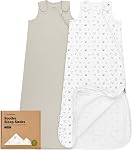 2-Pack Organic Baby Sleep Sacks, 100% Cotton 0.5TOG (Nordic, 6-18M) | Soft Breathable, Baby Wearable Blanket, Toddler Sleeping Sack 6-18 Months, Easy to Wear Transitional Swaddles for Newborns