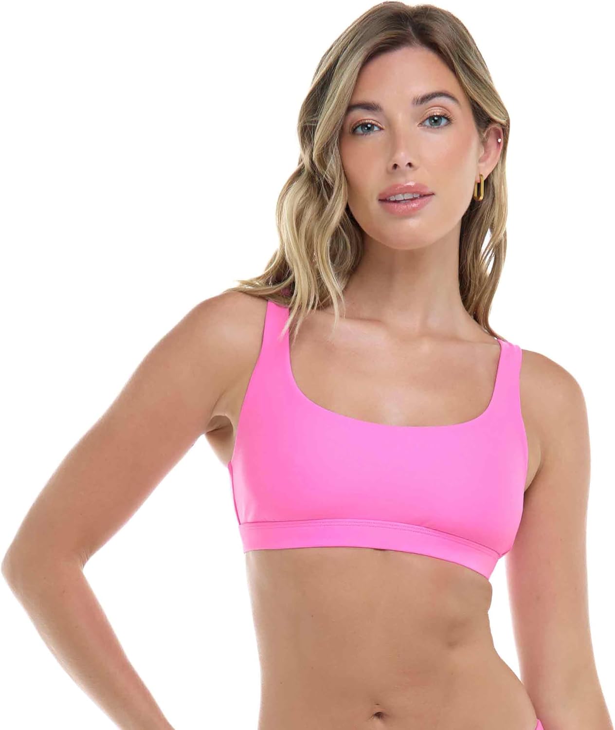 Body Glove Women's Star Medium Support Cross-Over Sports Bra Swimsuit Top with Multi Strap Back