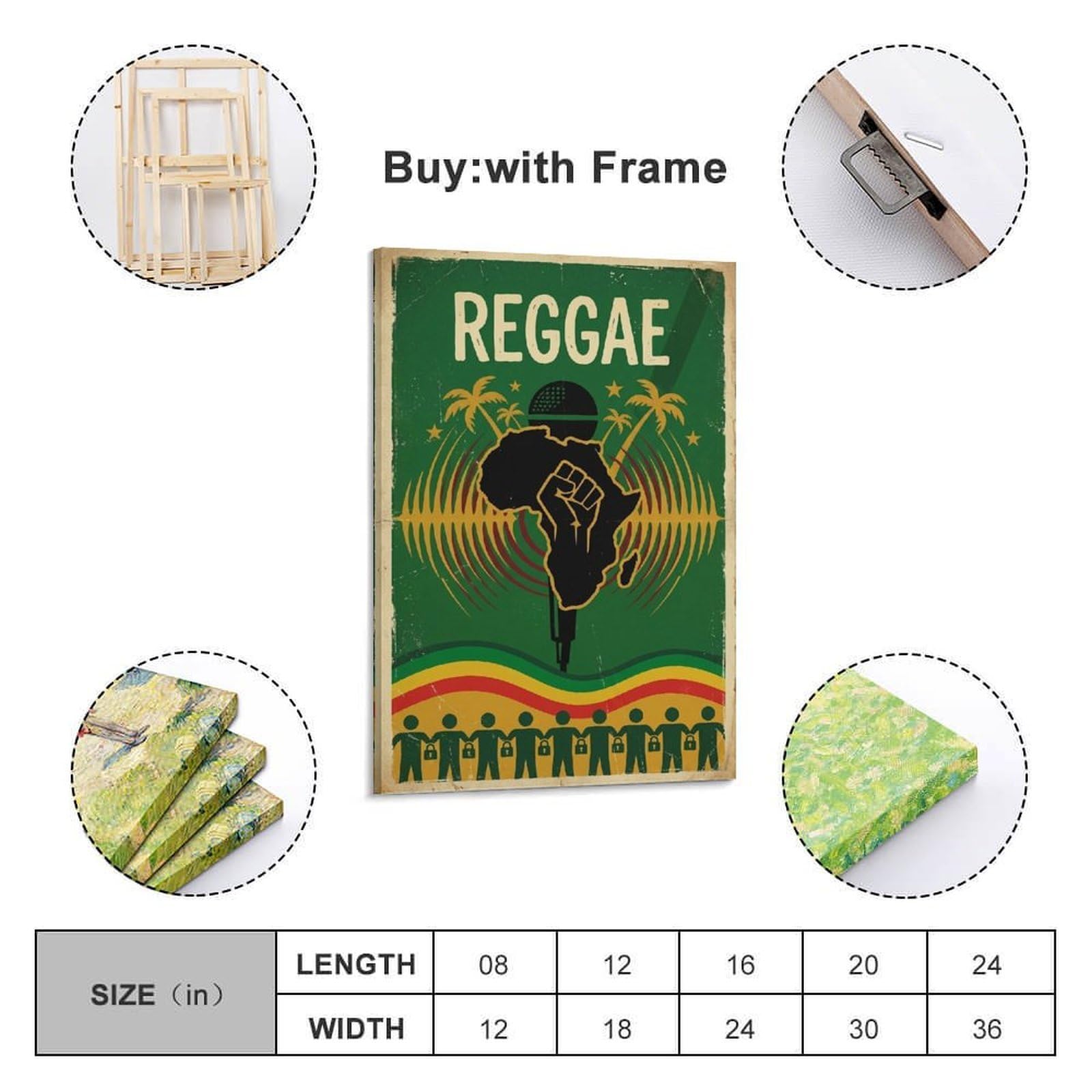 XKUGA Poster con stampa moderna su tela con mappa dell'Africa e radici del pugno, reggae, decorazione artistica da parete ideale per famiglia, grotta degli uomini, sala giochi, camera da letto di