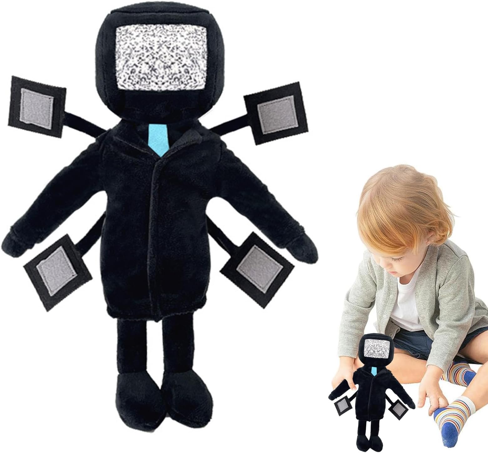 POPOYU Skibidi Toilet Plush Toys,Skibidi 5 Heads TV Man Plush,Stuffed Skibidi-Toilet Figure,New Powerful Titan Man,Funny Game Cartoon Stuffed Doll for Fans Girls Boys Birthday Gifts