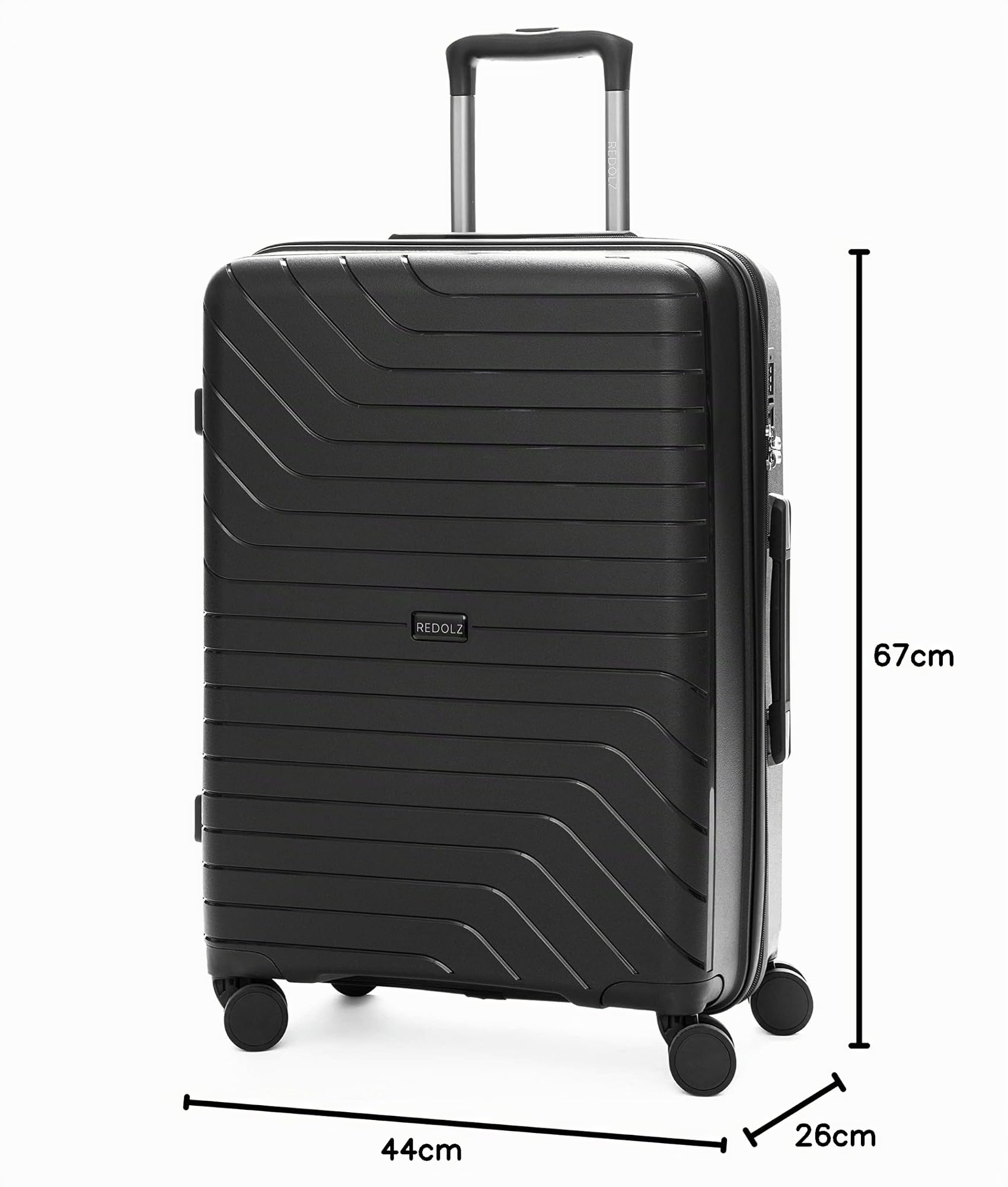 REDOLZ Hartschalen Check-in Koffer | Mittelgroßer M Trolley 44 x 26 x 67 cm aus hochwertigem, leichtem Polypropylen Material | 4 Doppelrollen & TSA-Schloss für Damen & Herren (Essentials 05)