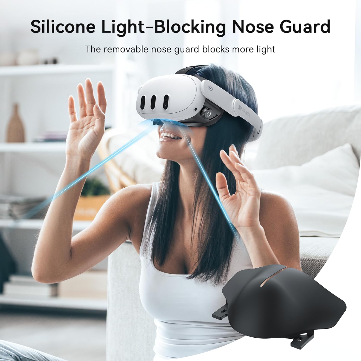 AMVR FC4 Upgraded Face Cover Pad Facial Interface Compatible with Meta/Oculus Quest 3 Accessories, with Knob Adjustable, NOT Compatible with Meta Quest 3S (Better for Halo Head Strap)