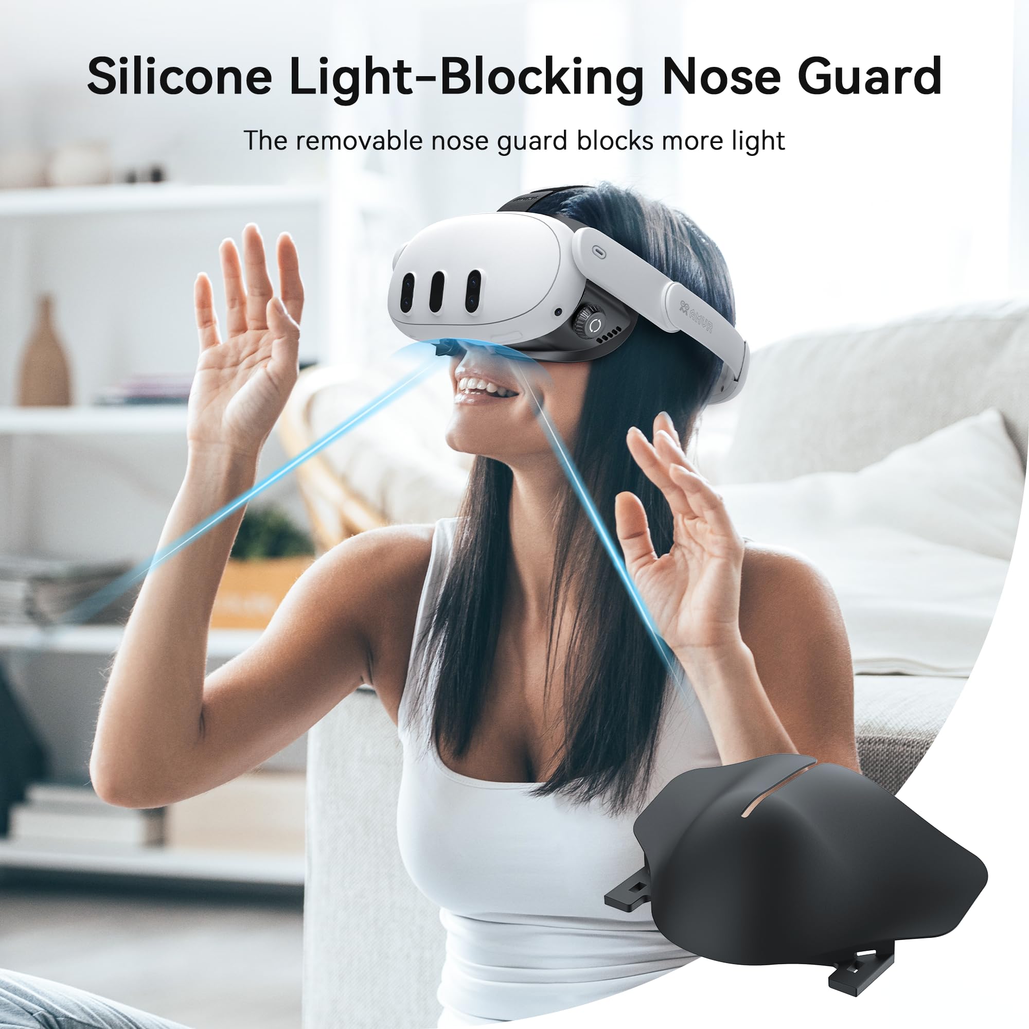 AMVR FC4 Upgraded Face Cover Pad Facial Interface Compatible with Meta/Oculus Quest 3 Accessories, with Knob Adjustable, with PU Face Cushion and Breathable Ice Silk Cotton (Better for Halo Head Strap