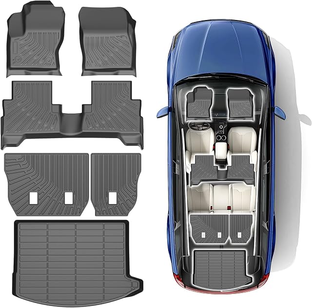 All Weather Floor Mats & Cargo Liner for 2013-2019 Ford Escape Non-Slip, Custom Fit 1st & 2nd Row with Trunk Mat Backrest Mat Cover Protector Waterproof Full Set for Escape Accessories TPE Heavy