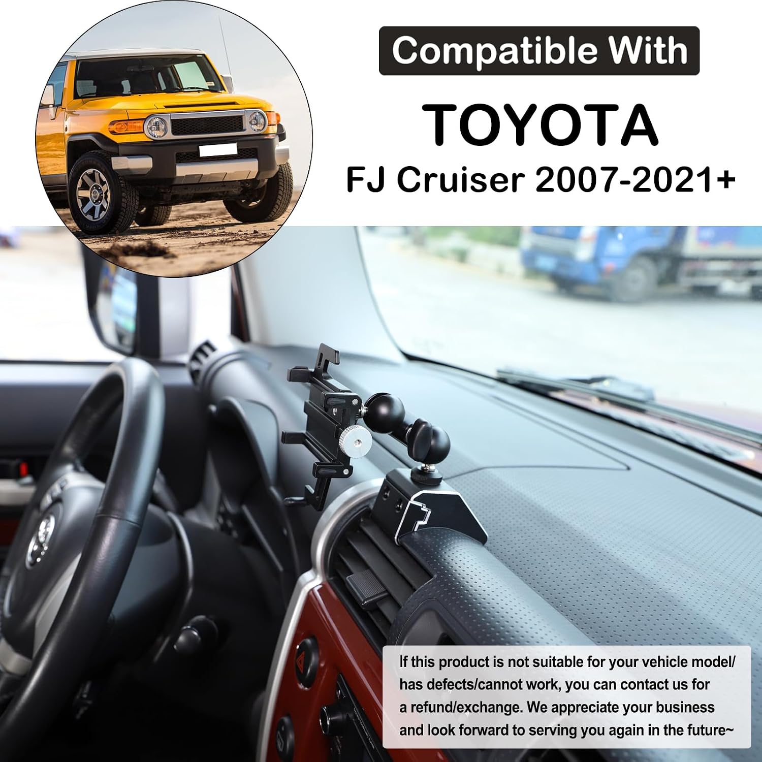Car Phone Mount Fit Toyot@a FJ Cruiser 2007-2021 Car Center Console Air Outlet Cell Phone Holder Mount Dash Clip Dash Panel Cell Phone Holder Handsfree Air Vent Phone Stand for All Mobile Phones