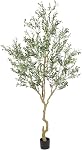 Nafresh Tall Faux Olive Tree,9ft(108in) Realistic Potted Silk Artificial Olive Tree, Fake Olive Trees Indoor with Green Leaves and Big Fruits for Home Office Living Room Stairs Patio Decor.