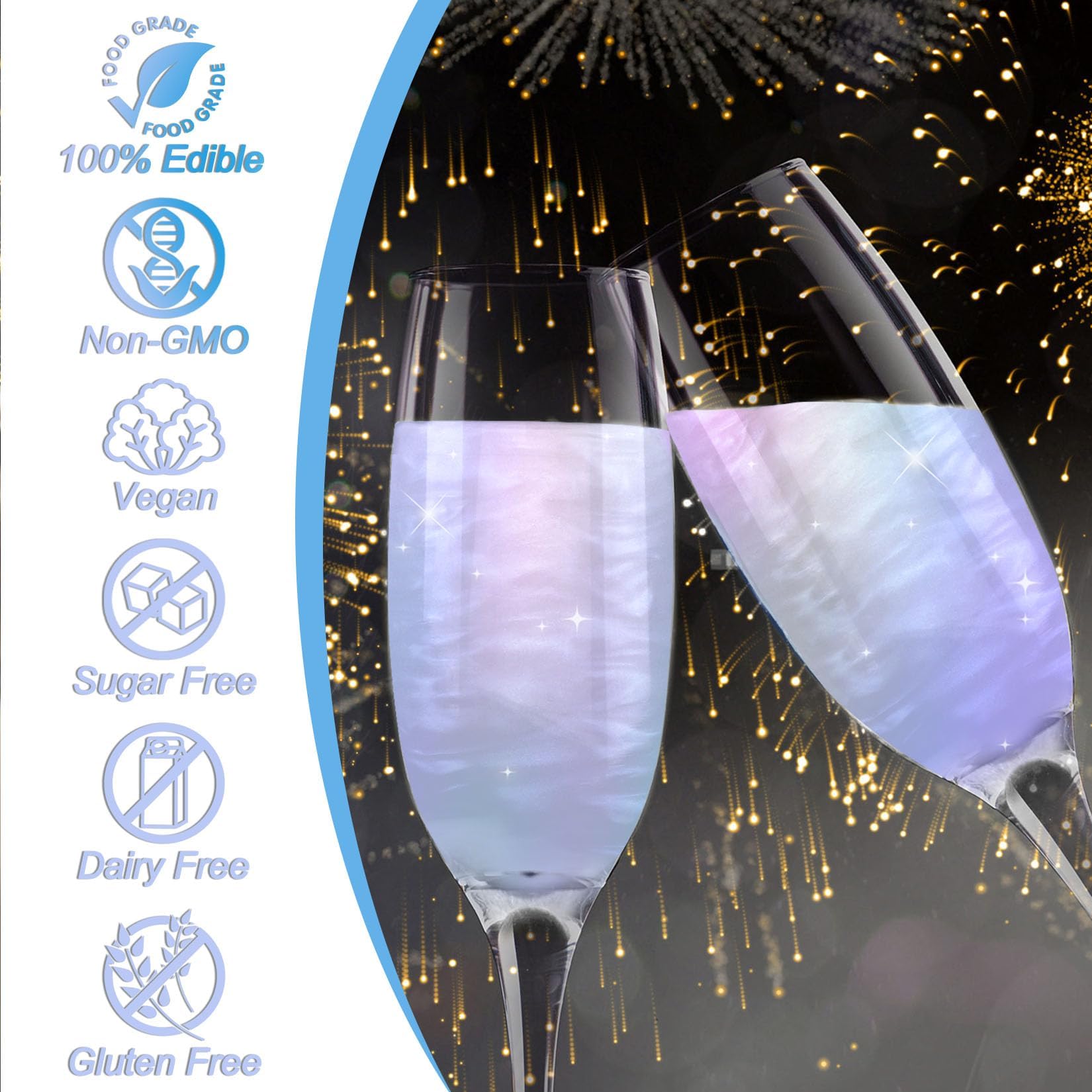 Edible Glitter - Luster Dust Edible for Cocktail Food Grade Drink Glitter for Cake Decorations, Easter Eggs, Baking, Macarons, Strawberries - 5g/Bottle (Iridescent Blue)