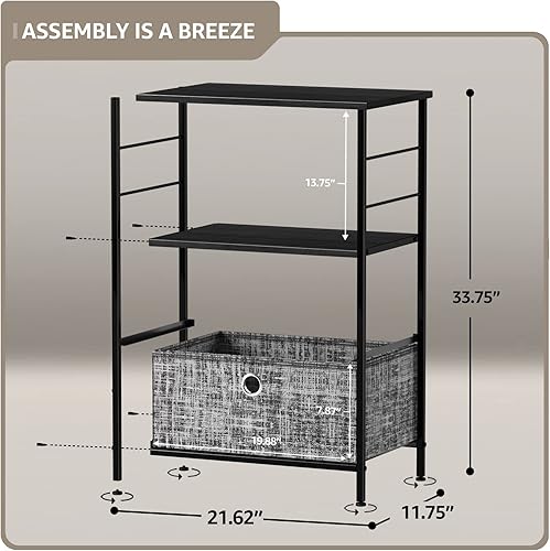 Miniatura 3 de Sorbus - Mesita de noche con 2 cajones - Mesita de noche y mesa lateral para el hogar. Accesorios de dormitorio, oficina, dormitorio universitario,